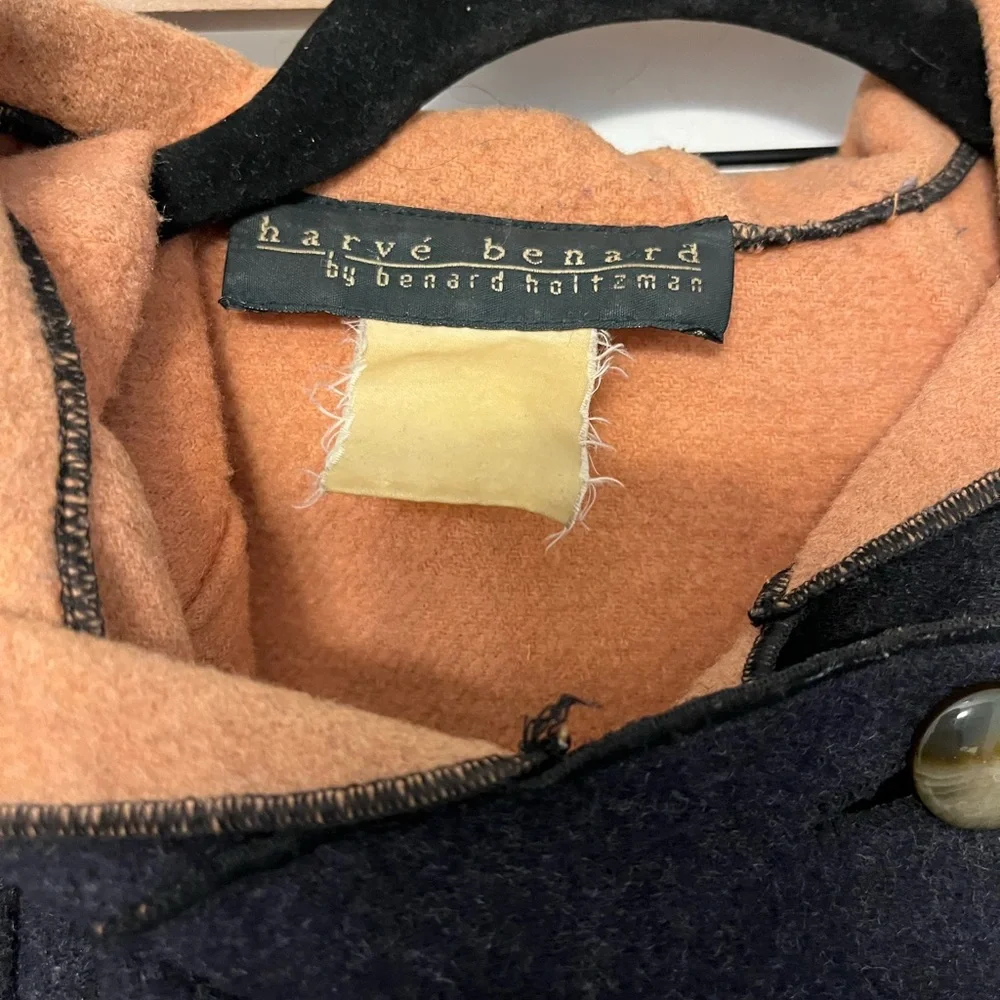 Vintage Harve Benard Gray Hooded wool Coat with Pink Inner Elegant Ladylike - Picture 2 of 4